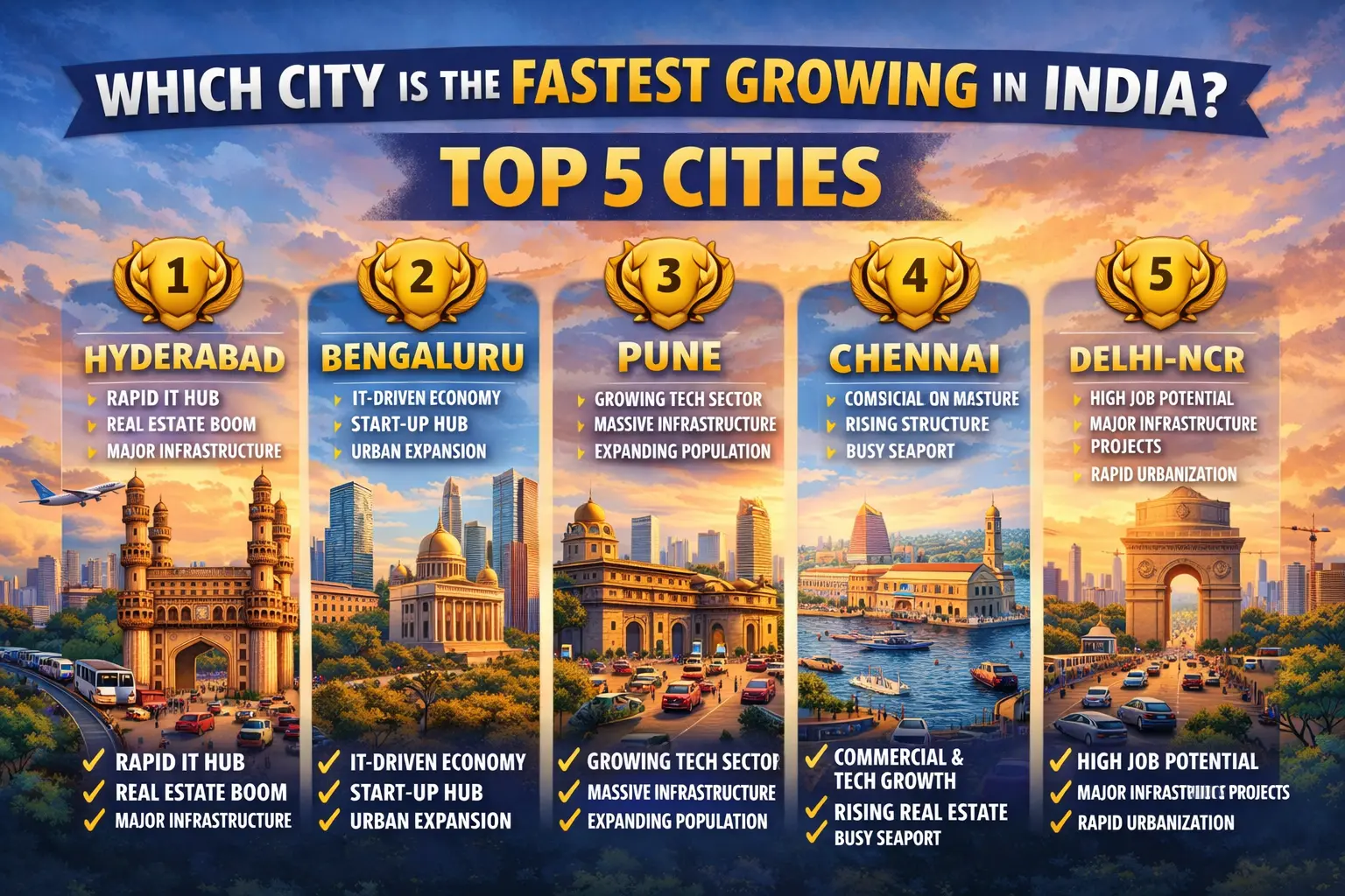 Which Top 5 Cities is the Fastest Growing in India