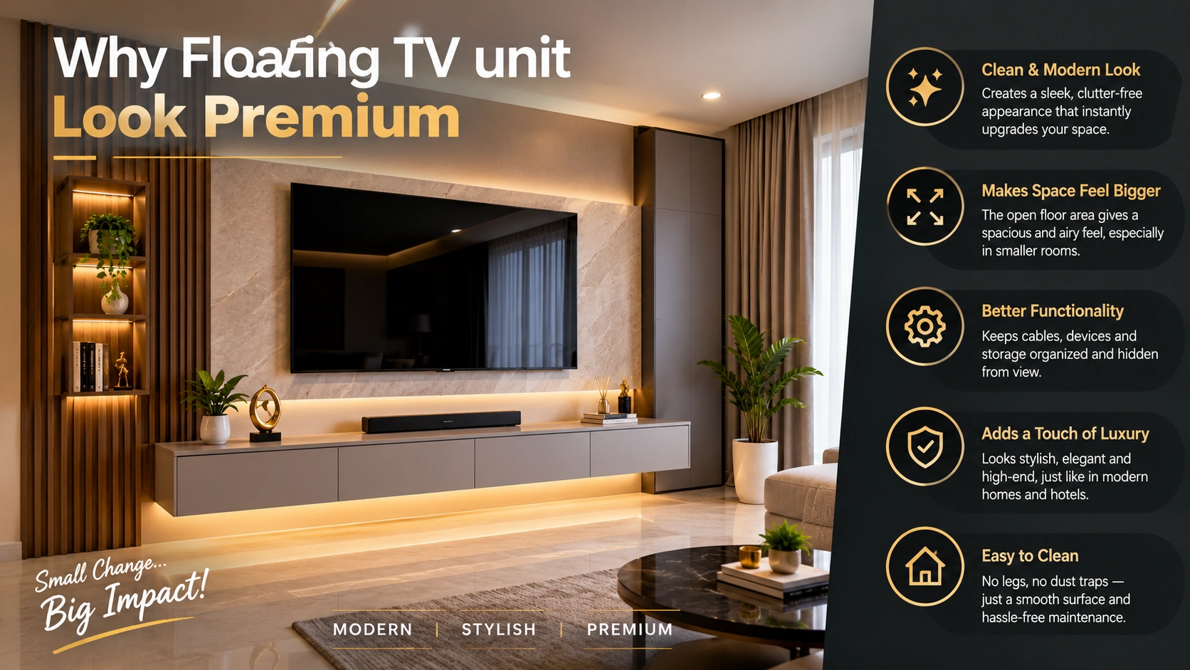 Why Floating TV Units Look Premium: Design Benefits, Ideas & Cost in 2026