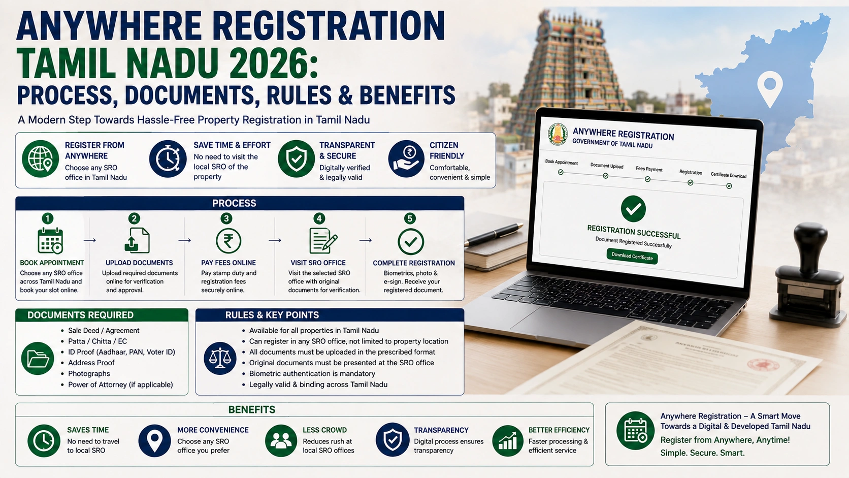 Anywhere Registration Tamil Nadu 2026: Process, Documents, Rules & Benefits