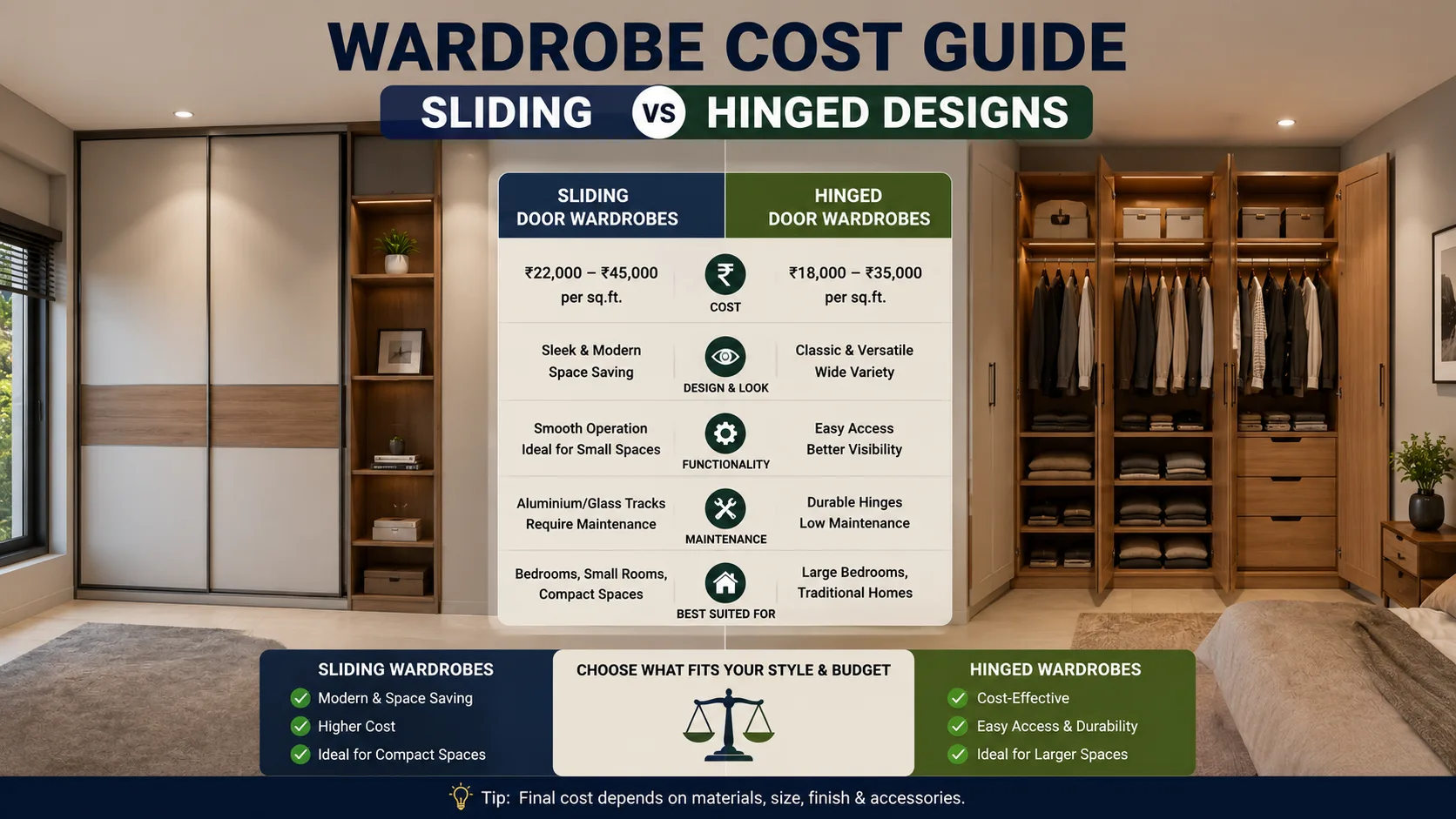 Wardrobe Cost Guide Sliding vs Hinged Designs 