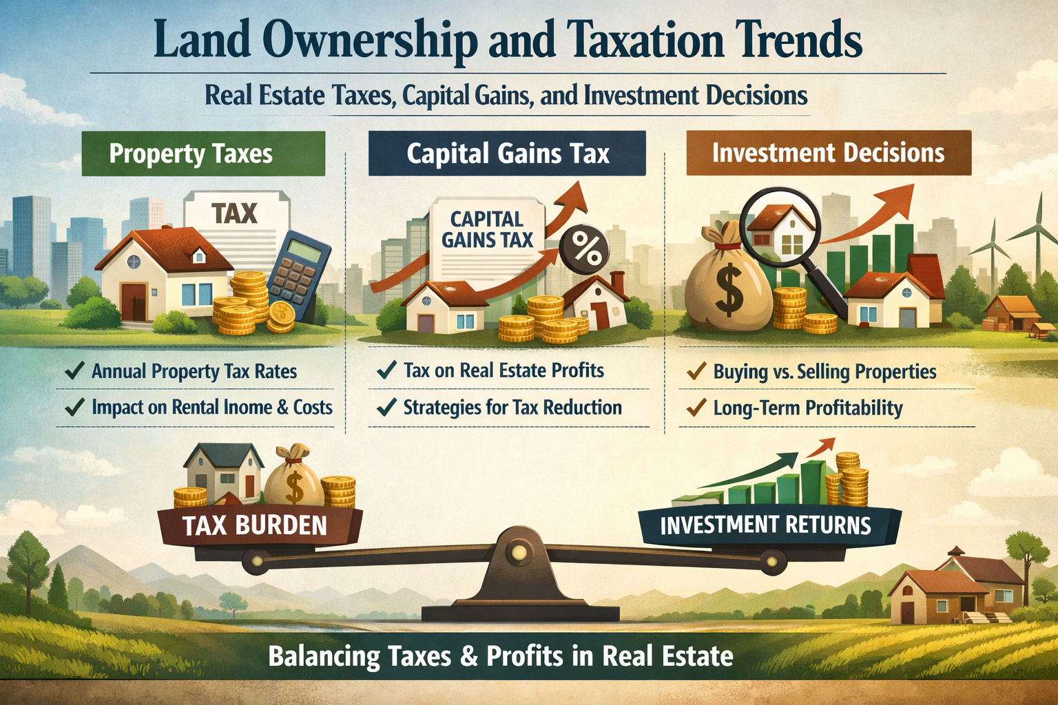 Land Ownership and Taxation Trends – Real estate taxes capital gains and their influence on investment decisions