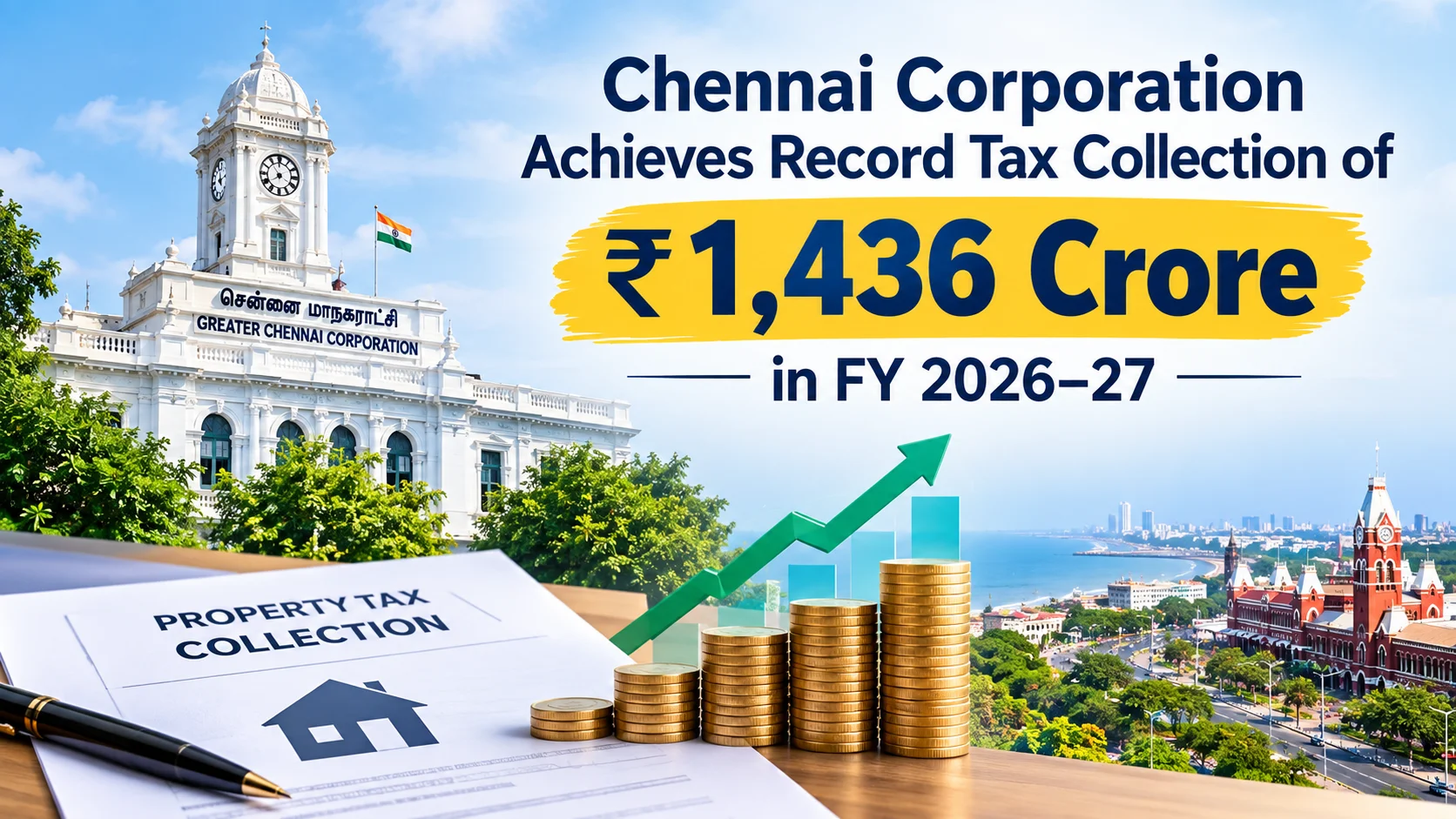 Chennai Corporation Achieves Record Tax Collection of Rs 1,436 Crore in FY 2026To 27