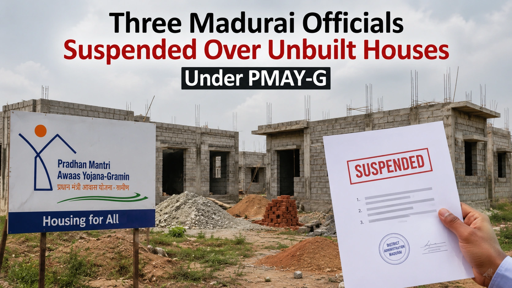 Three Madurai Officials Suspended Over Unbuilt Houses Under PMAY G