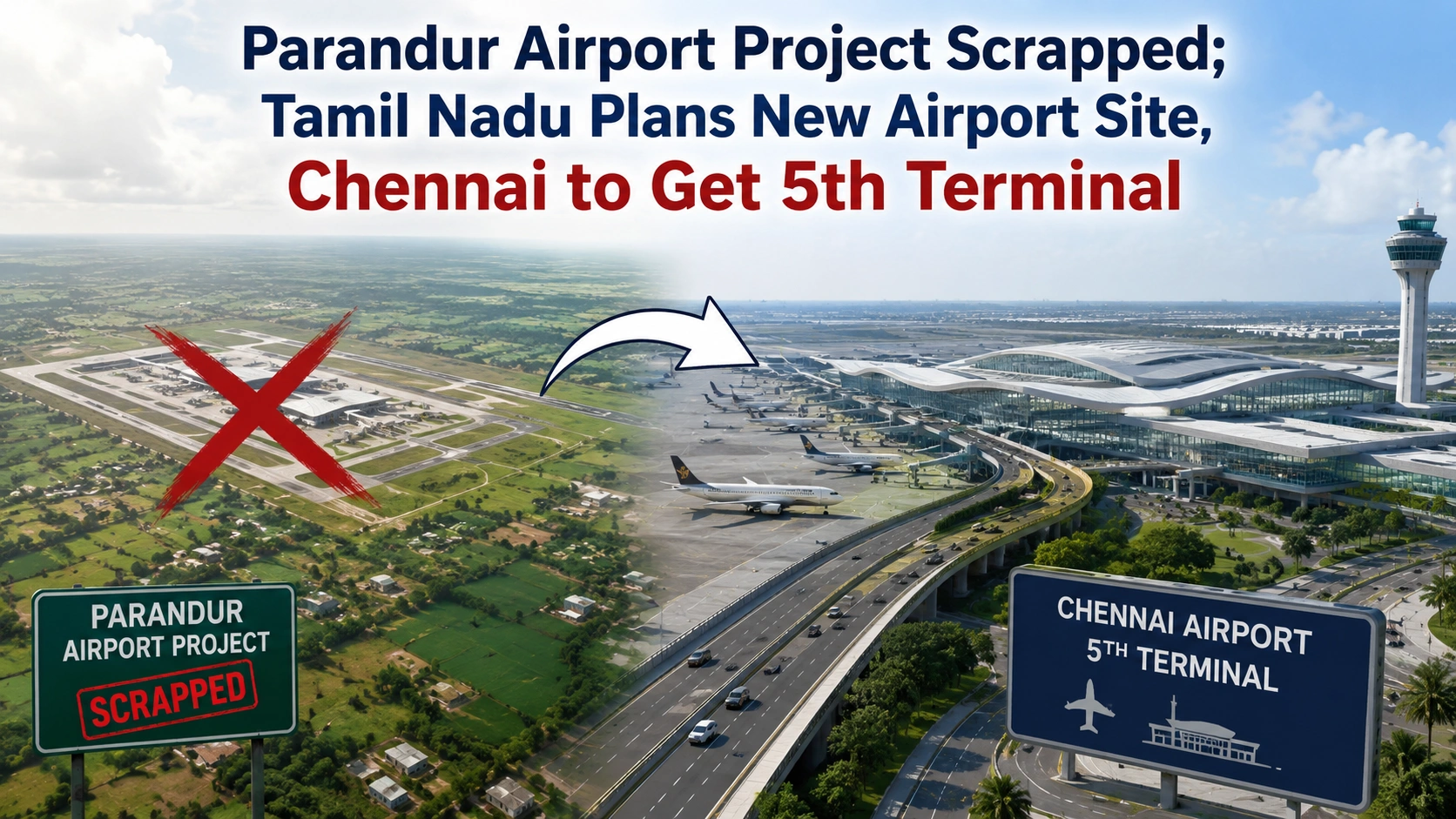 Parandur Airport Project Scrapped Tamil Nadu Plans New Airport Site, Chennai to Get 5th Terminal