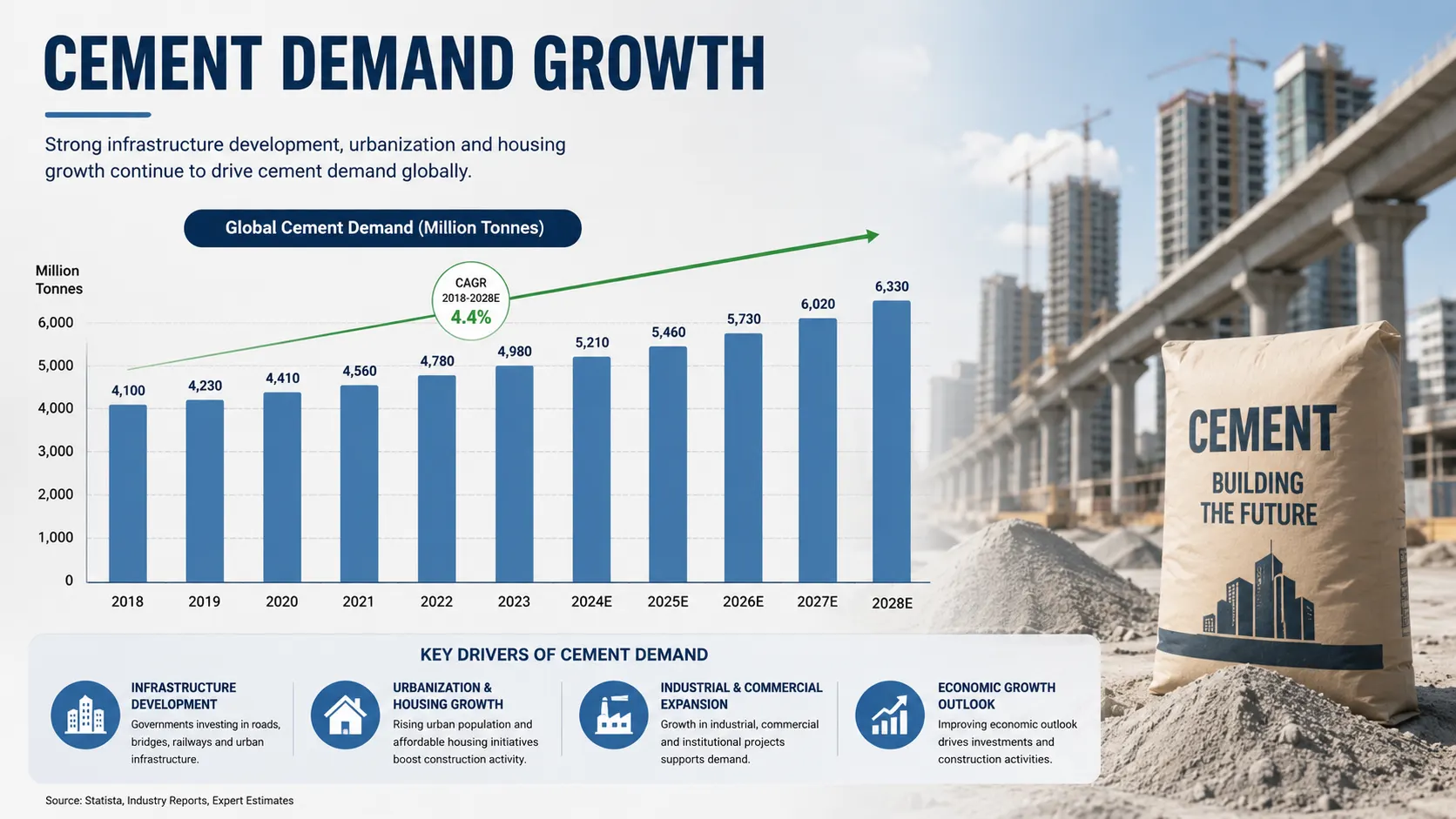 Cement demand growth projected to moderate to nearly 5 percentage
