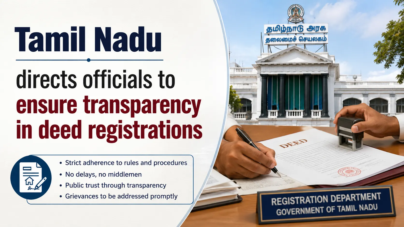 Tamil Nadu directs officials to ensure transparency in deed registrations