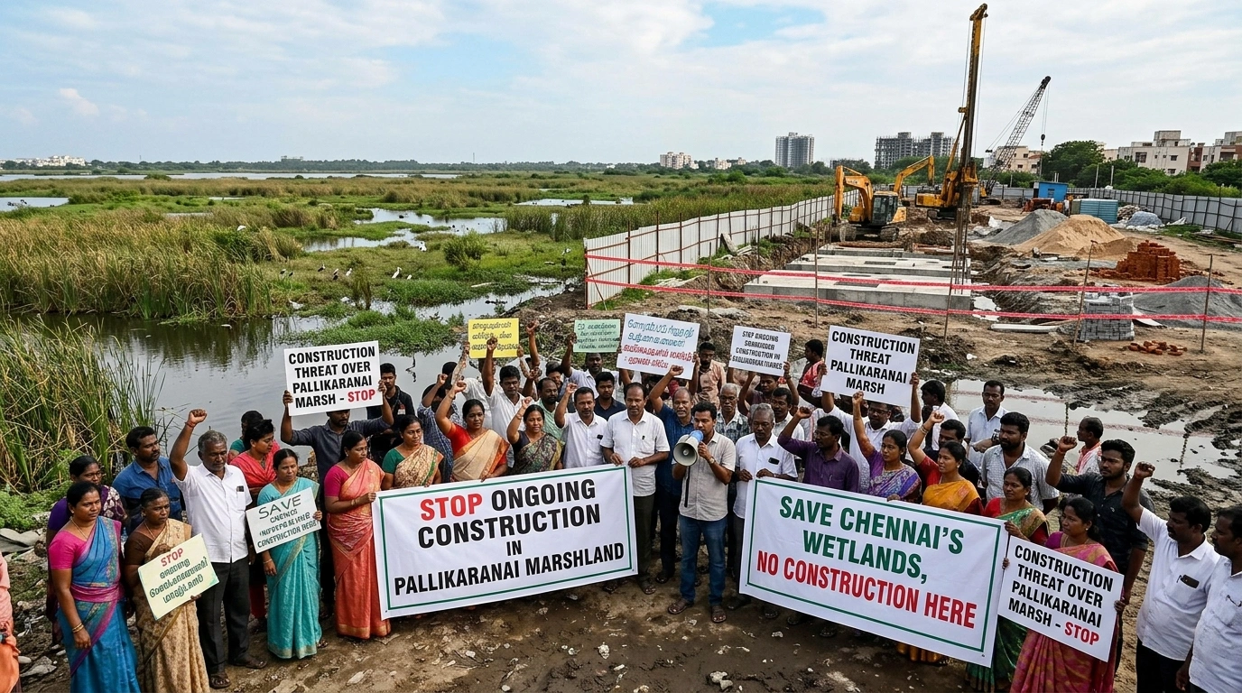 Pallikaranai Marshland: Protest Threat Over Ongoing Construction Activities