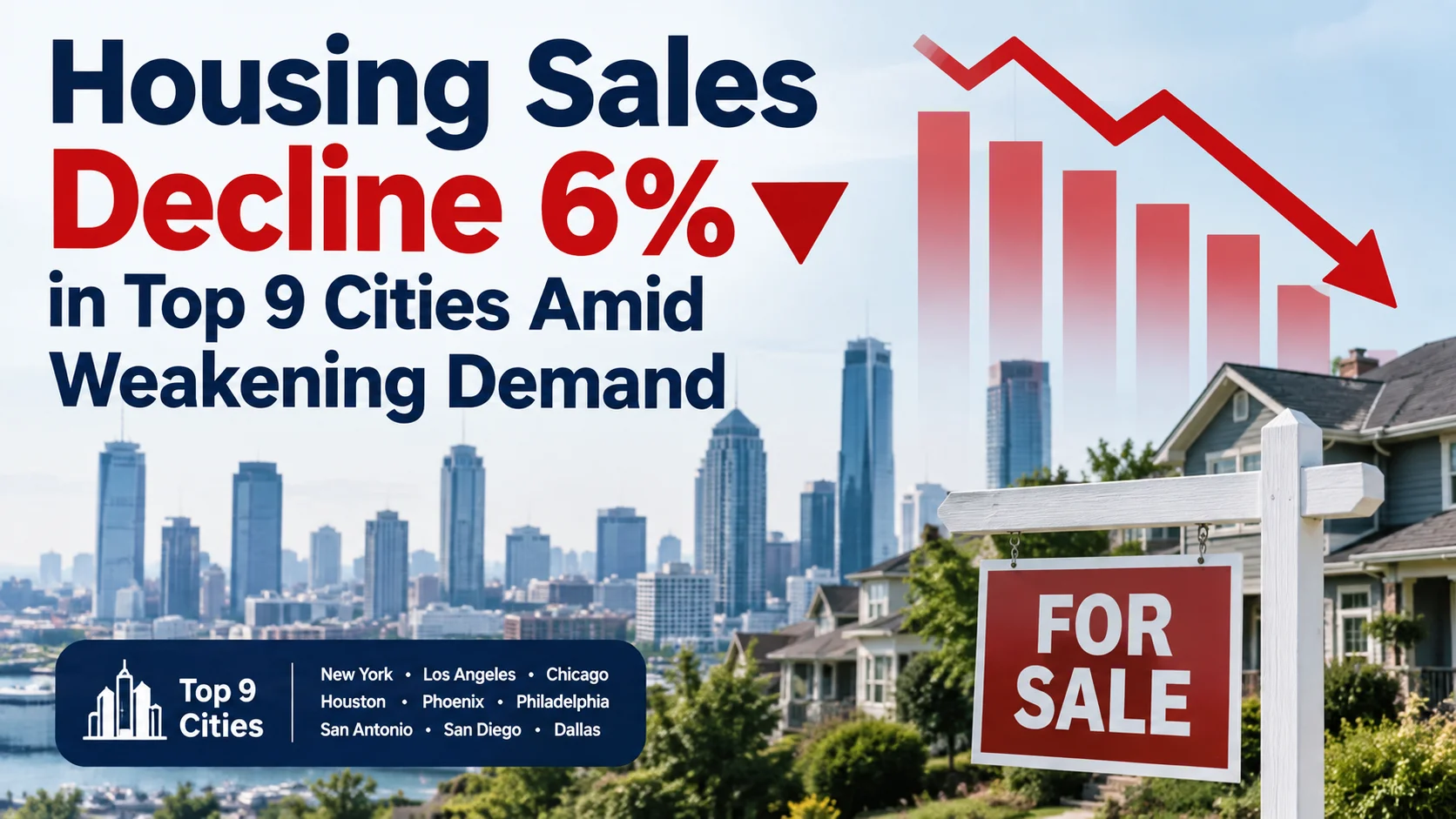 Housing Sales Decline 6 percentage in Top 9 Cities Amid Weakening Demand