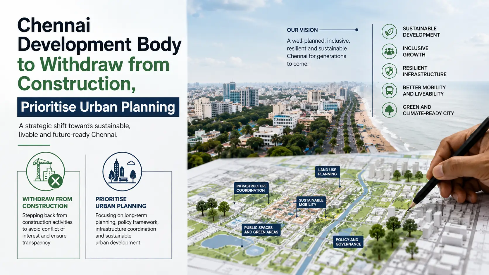 Chennai development body to withdraw from construction, prioritise urban planning