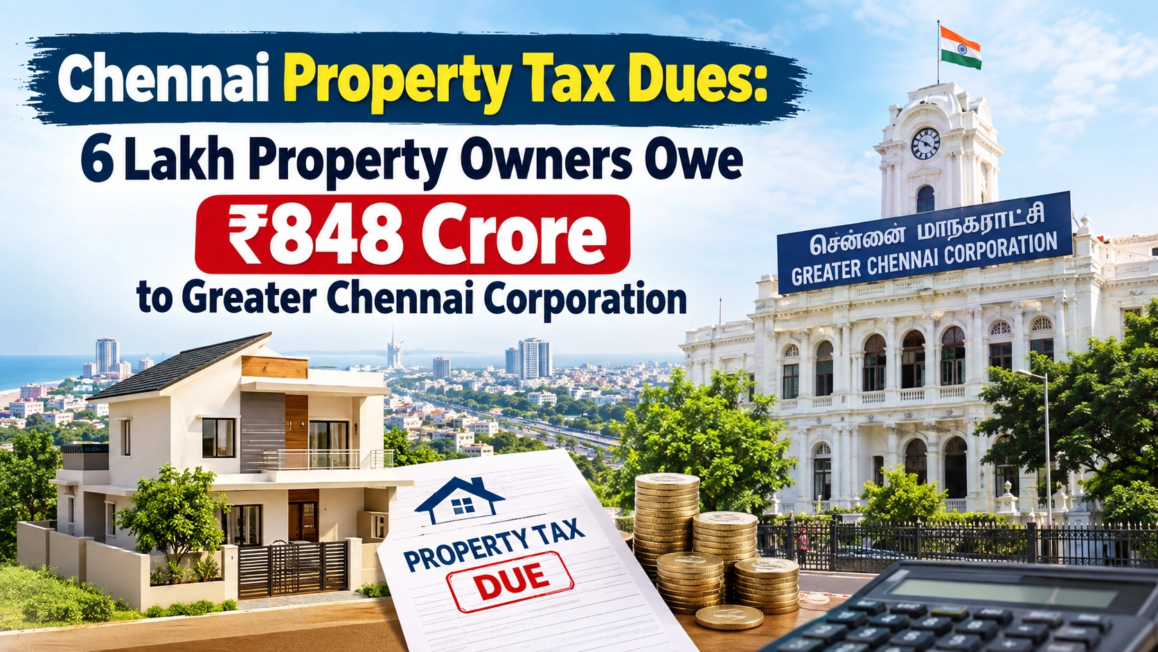 Chennai Property Tax Dues: 6 Lakh Property Owners Owe Rs 848 Crore to Greater Chennai Corporation