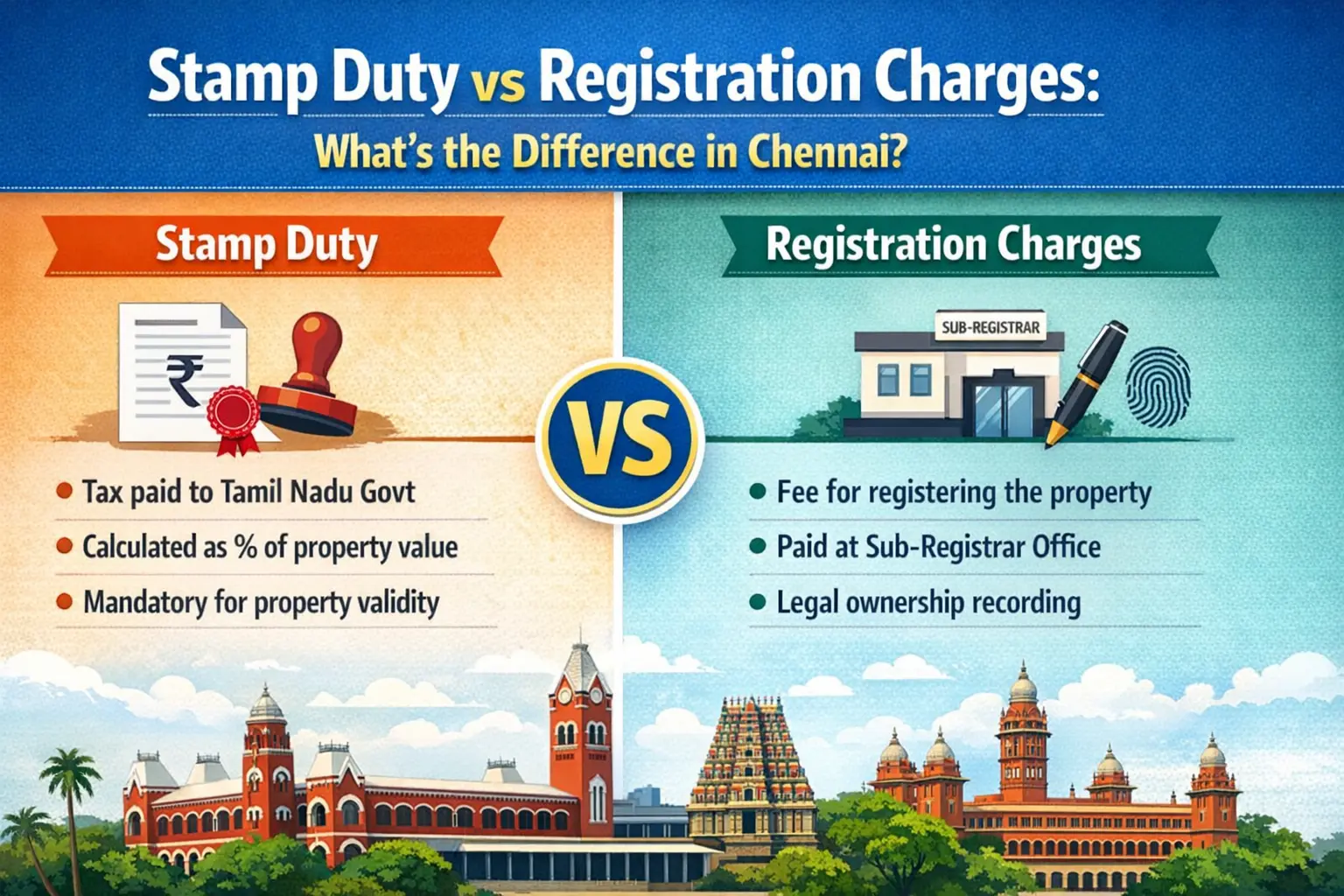 Stamp Duty vs Registration Charges What the Differences in Chennai