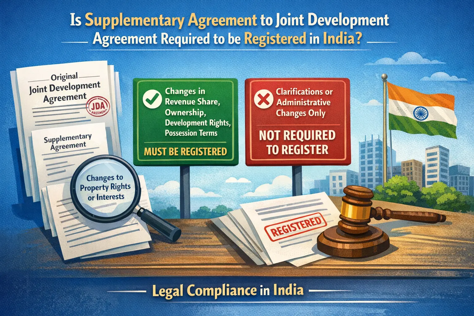 Is supplementary agreement to joint development agreement required to be registered India