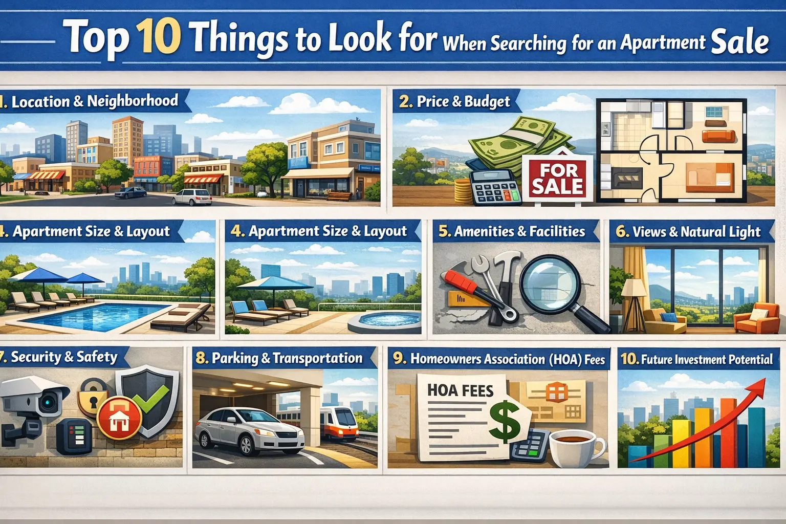 What are the Top 10 things to look for when searching for an Apartment for sale