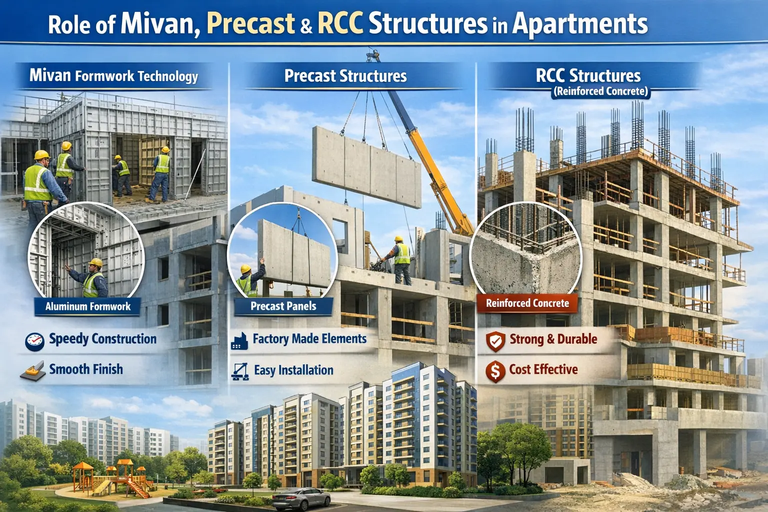 Roles of Mivan, Precast and RCC Structures in Apartments