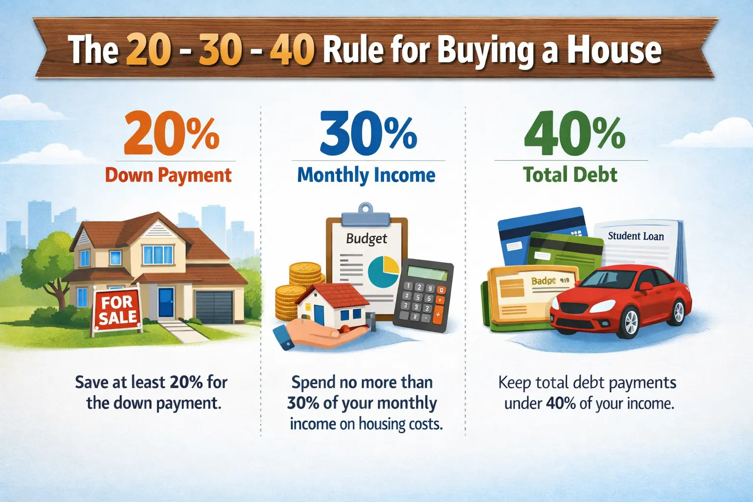 What is the 20 30 40 Rules for Buying a House