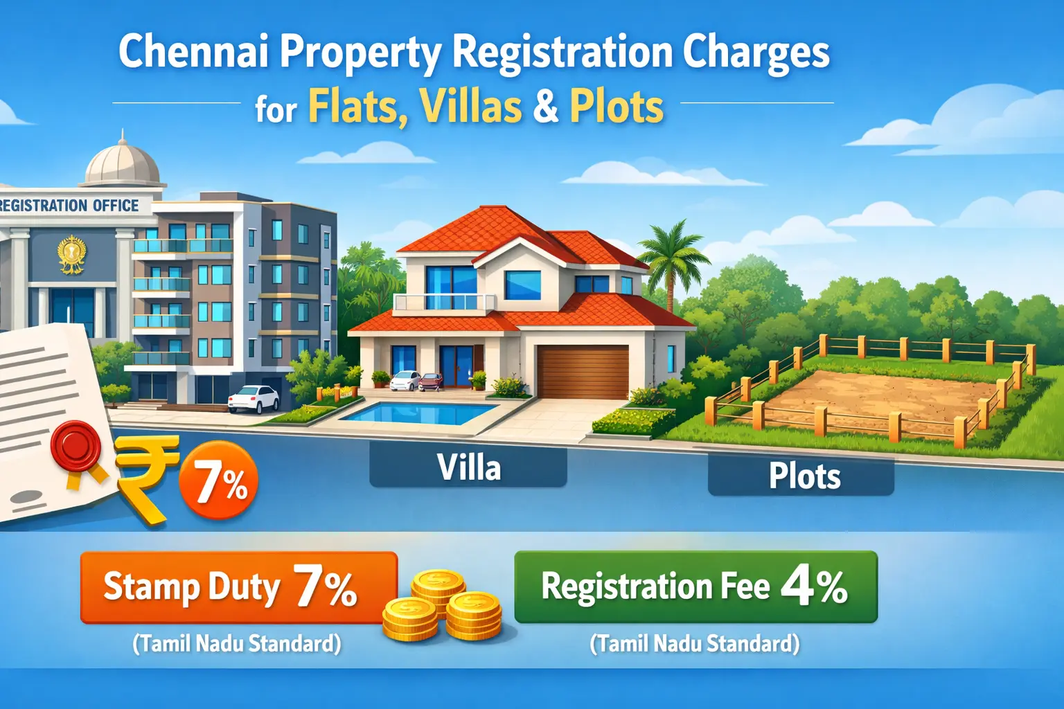 Chennai Property Registration Charges for Flats Villas & Plots